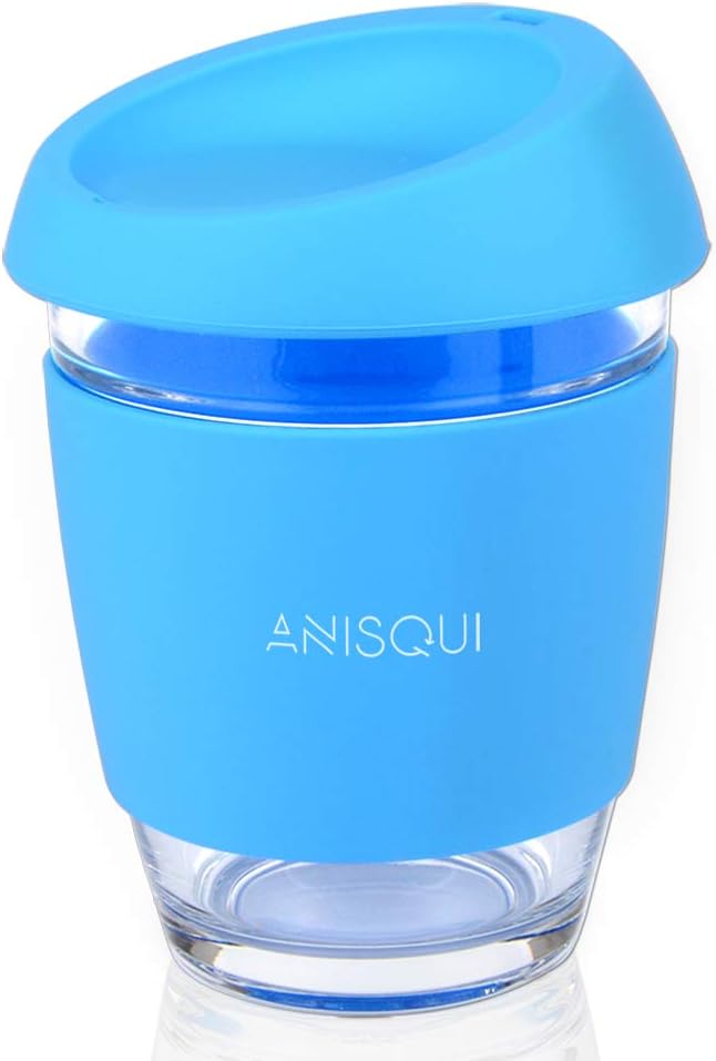 Glass Travel Mug, (12oz 350ml EcoFriendly Reusable Coffee Cup Glass