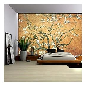 Orange with Purple Vignette Almond Blossom by Vincent Van Gogh - Wall Mural, Removable Sticker, Home Decor - 66x96 inches