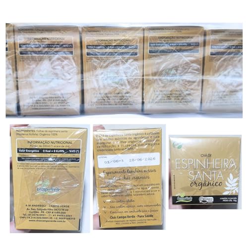 Kit 6cx Chá de Espinheira Santa Orgânico (60 Sachês) Campo Verde