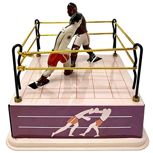 Classic Vintage Clockwork Wind Up Boxing Ring Boxers Children Kids Tin Toys with Key