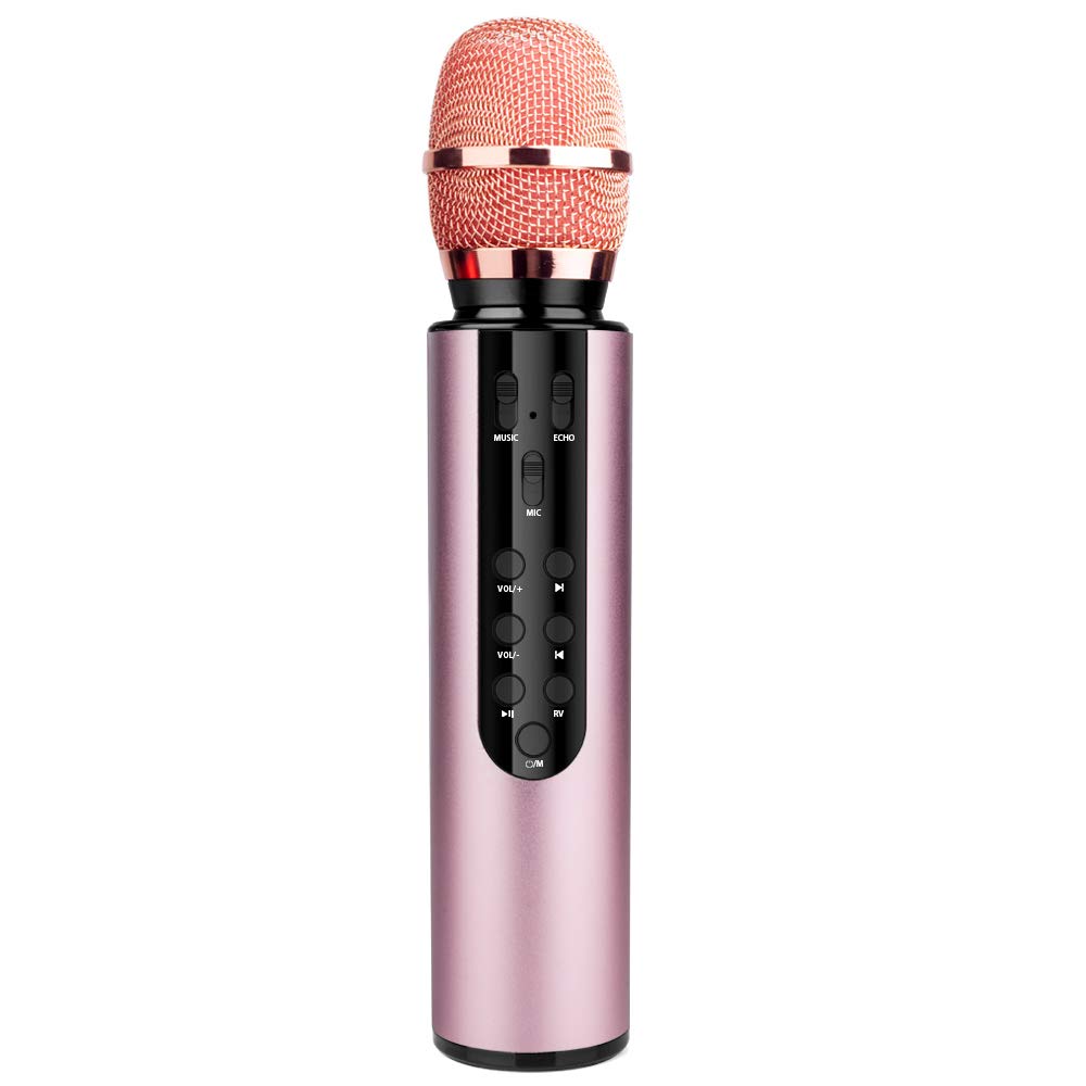 Photo 1 of PANDAAR Microphone for Singing, Wireless Bluetooth Karaoke Microphone, 4-in-1 Portable Handheld Karaoke Mic Speaker Home Party Birthday Gifts(Rose Gold)