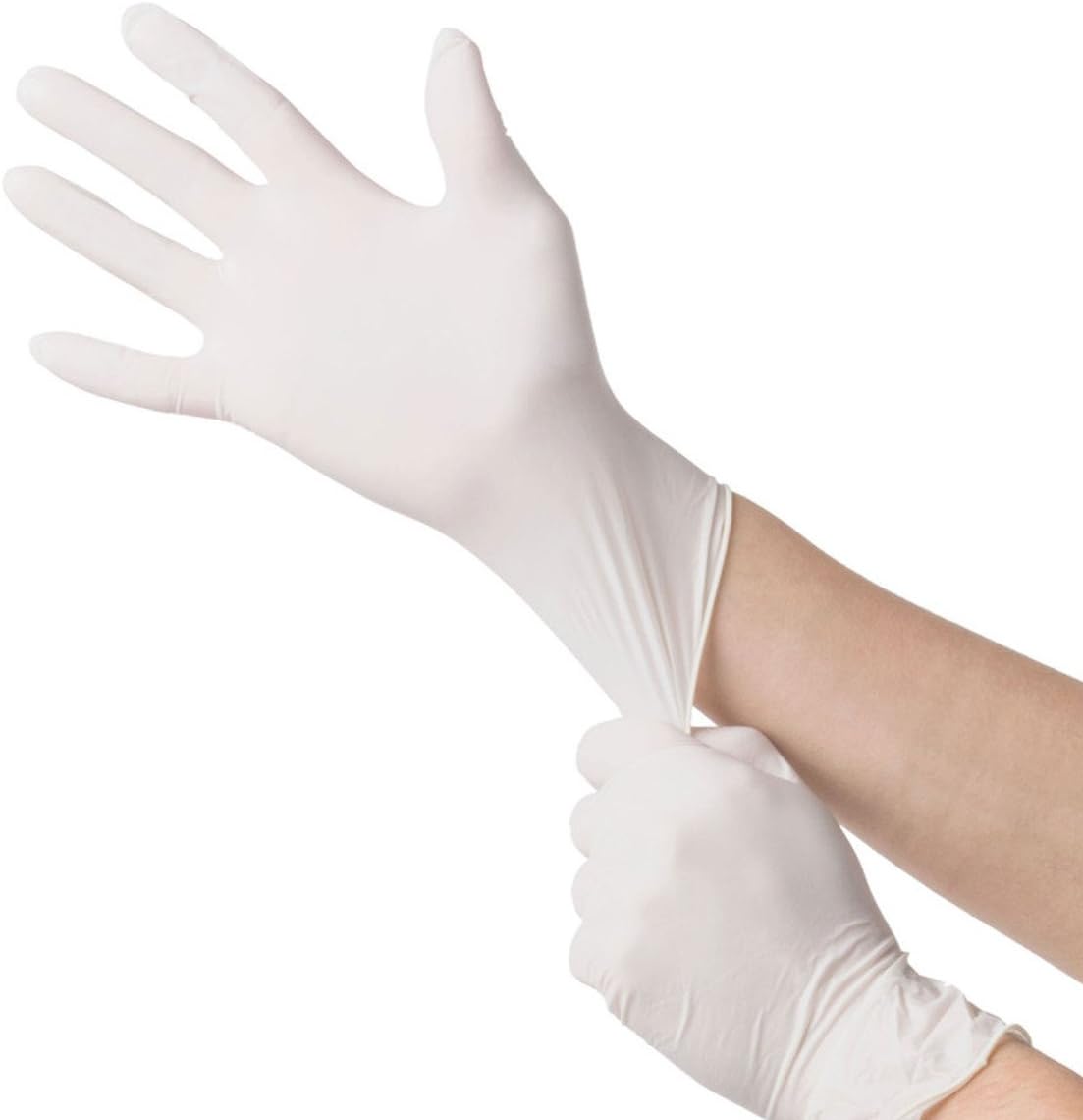 White Disposable Latex Gloves, Non-Sterile, slightly asperso Lubricant Powder Pack of 100