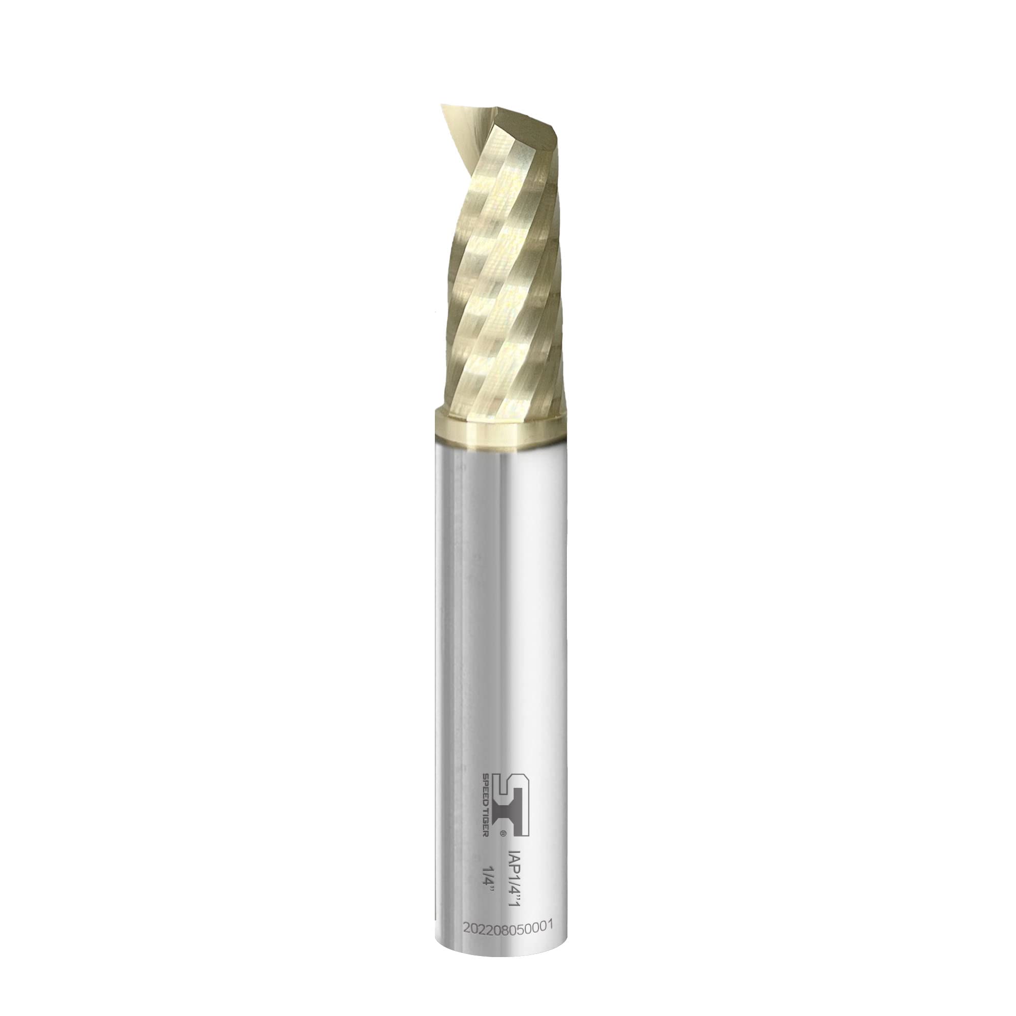 SPEED TIGER IAP Solid Carbide CNC Spiral Single Flute Ball End Mill, 1/4" Diameter Shank for Aluminum, Wood, Plastic, Brass, Copper Cutting - ZrN Coated, Made in Taiwan (1 Piece, 1/4")