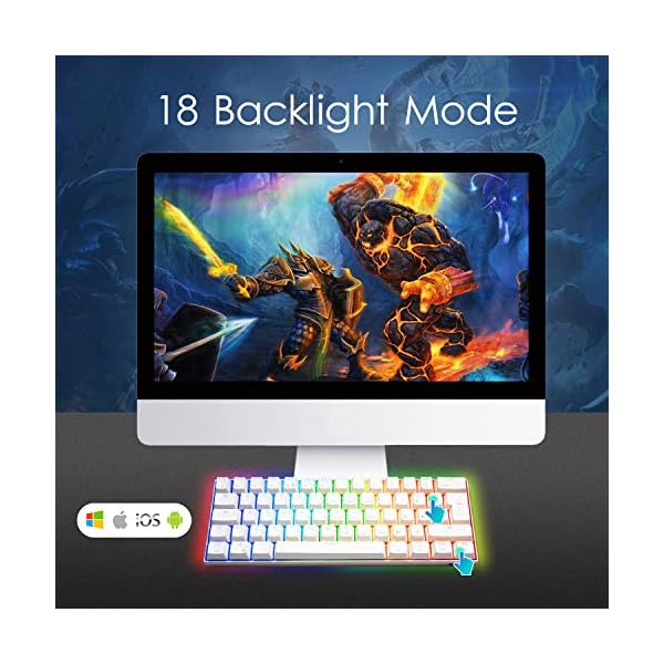 RK-ROYAL-KLUDGE-RK61-60-RGB-Mechanical-Gaming-Keyboard-Small-Compact-UK-Layout-61-Keys-WiredWireless-Bluetooth-Keyboard-for-Gamer-and-Office-Worker-Gateron-Brown-Switch-1450mAh-Battery-White RK ROYAL KLUDGE RK61 Wireless Mechanical Keyboard, Hot Swappable Keyboard Triple Mode 2.4Ghz/BT5.0/USB-C, 61 Keys RGB…