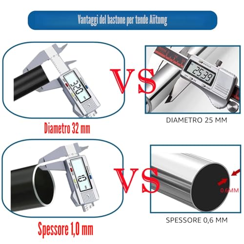 Telescopic Curtain Pole for Pressure Curtain Pole without Drilling Extendable with Spring, Black (85-270 cm Φ32 mm)