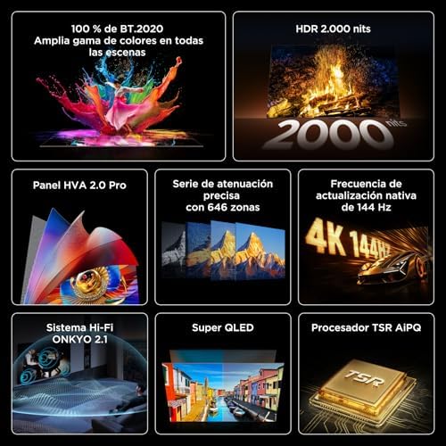 TV LED 65Q7D Pro 65" SQD-Mini, 4K HDR 2000 nits, 646 zonas de escuro, Google TV, Dolby Vision IQ e Atmos, 2.1 Onkyo, 144Hz, Apple AirPlay 2 e Alexa