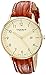Akribos XXIV Men's Retro Swiss Quartz Cream Dial Gold-tone Stainless Steel Brown Leather Strap Watch