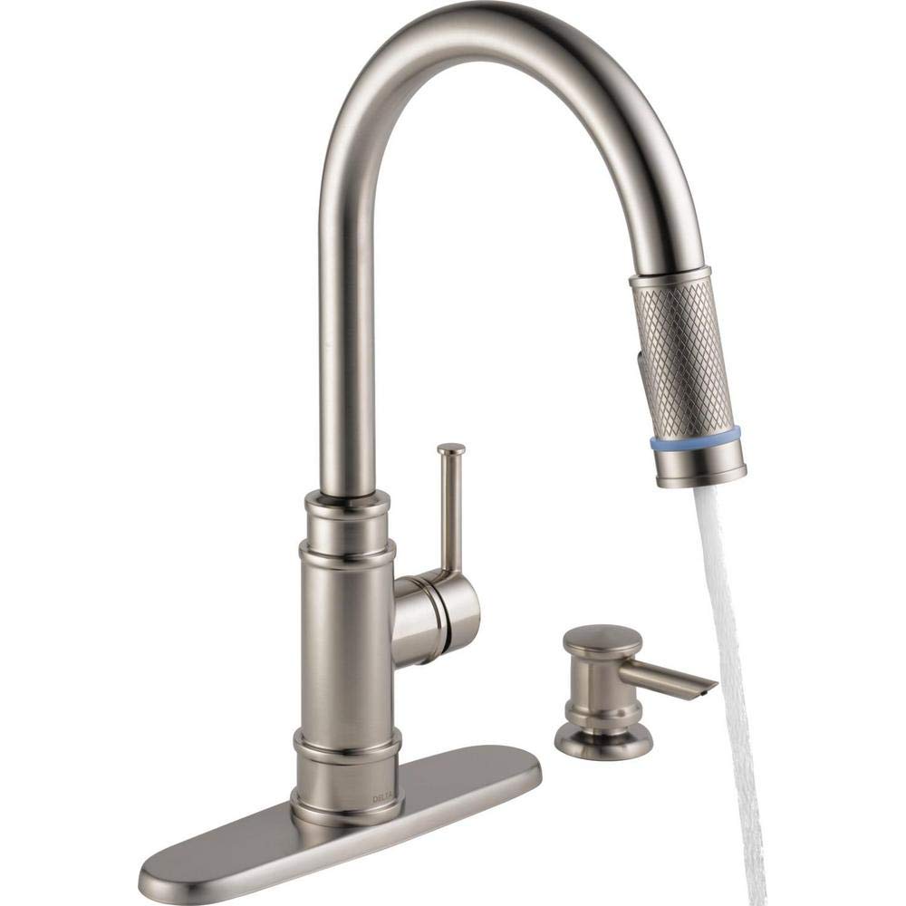 Delta Allentown Single-Handle Pull-Down Sprayer Kitchen Faucet TempSense Indicator Soap in SpotShield Stainless