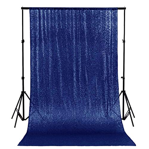 4FTX6FT-Navy Blue-Sequin Photo Backdrop, Wedding Photo Booth,Photography Background (Navy Blue)