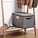 Seckon Foldable Storage Box with Lid [2-Pack] Linen Decorative Storage Bin Organizer with Lids - Home, Office Storage Containers with Removable Cover, Gray