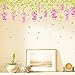 Kappier Pink Wisteria Flower Vines and Butterflies Removable Wall Decal