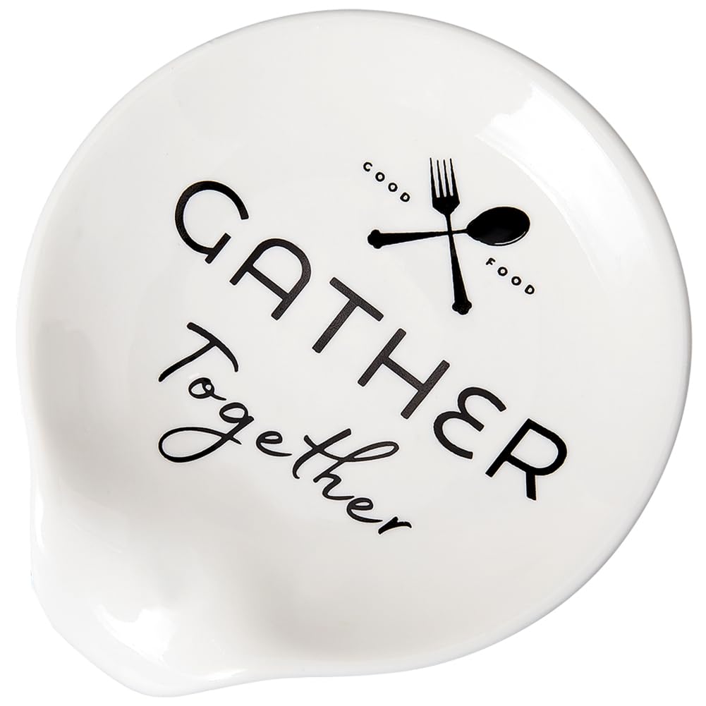 GORGECRAFT White Ceramic Spoon Rests Gather Together Fork Rest Holder Heat-Resistant Kitchenware Cooking Gadget Utensil Rest for Kitchen Stove Top Counter Housewarming Gift Grandma