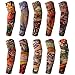 BodyJ4You 10PC Fake Tattoo Sleeve Temporary Arm Cover Design Halloween Skull Sun Rose Art Costume