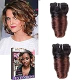 Emmet 8Inch Brazilian Loose Wave Spring Curly Hair Weaves for Bob Wave 2pcs/Lot 50g/pc 100% Human Hair Bob Wave Weft, with Hair Care Ebook (1B/33)