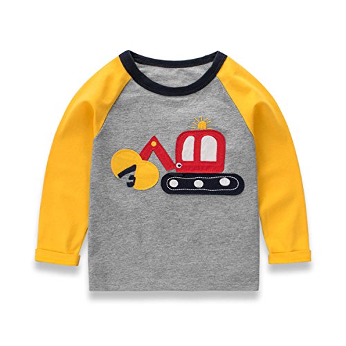 Gprince Boys T-shirt Baby Child Kids Long Sleeve Cotton Shirt Kids Cartoon Car Bus Top Tees Autumn Clothing