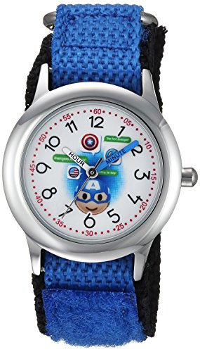MARVEL Boy's Emoji' Quartz Stainless Steel and Nylon Casual Watch, Color:Blue (Model: WMA000088)