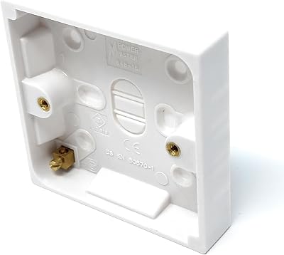 Drut 1 Gang Surface Mount Back Box Pattress Box 16mm x 85mm x 85mm White 1pc