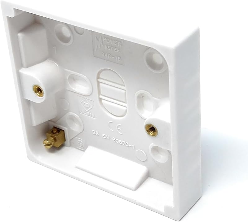 Drut 1 Gang Surface Mount Back Box Pattress Box 16mm x 85mm x 85mm White 1pc