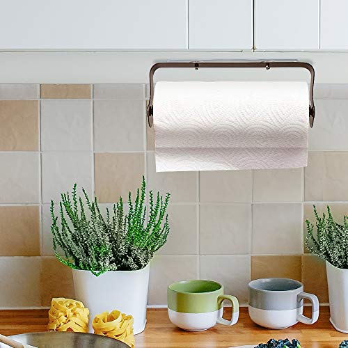 ODesign Adhesive Paper Towel Holder Under Cabinet for Kitchen Bathroom SUS 304 Stainless Steel Wall Mount No Drilling - Brown