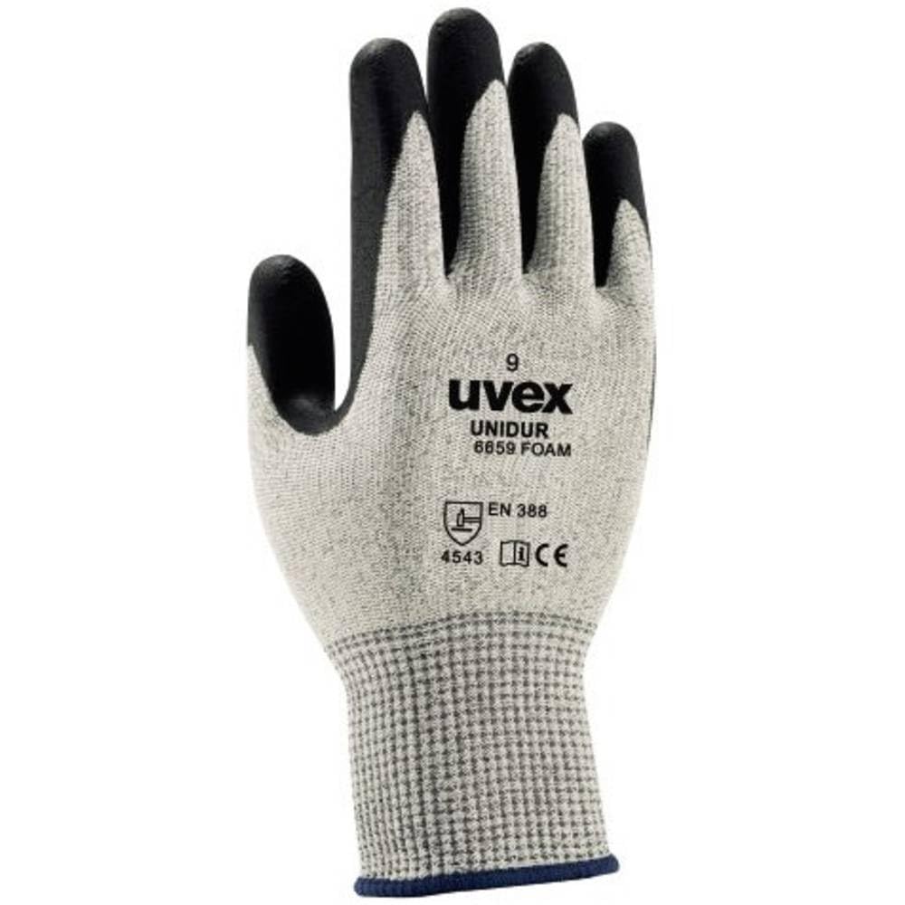Uvex 60938 11 Unidur 6659FOAM Safety Glove, Size: 11, Grey, Black