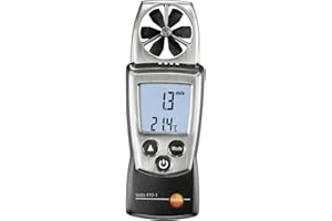 Testo 0560 4101 410-1 Digital Pocket Vane Anemometer, 0.4 to 20 m/s Velocity, -10 to Plus 50°C Temperature