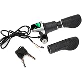 YYMTTOR 36V Twist Grip Throttle with LCD Display (Power Indicator) &amp; Key Lock - Universal Fit, Easy Install for E-Bikes/Scooters/Motorcycles