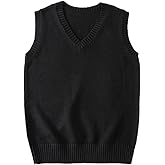 Blostirno Women’s Sweater Vest V Neck JK Uniform Kint Vests Solid Classic Sleeveless Pullover Sweaters Tops