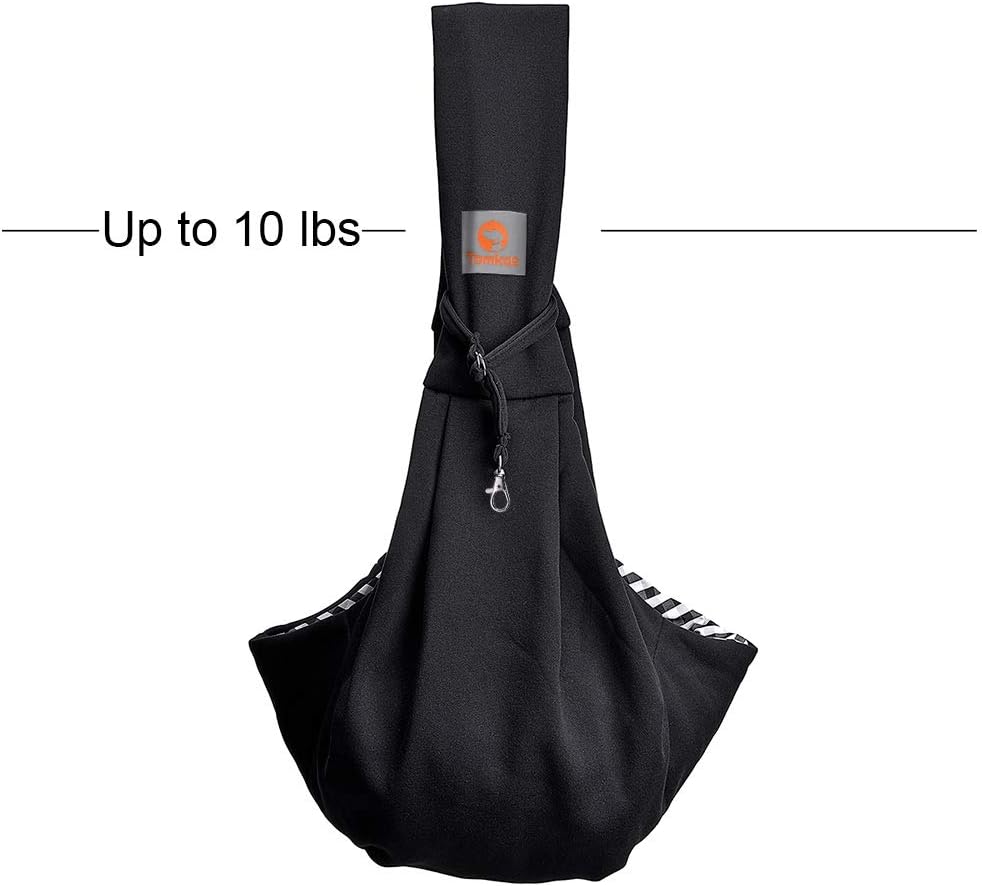 TOMKAS Small Dog Cat Carrier Sling Hands Free Pet Puppy Outdoor Travel Bag Tote Reversible (Black - unadjustable Strap for 3-10 lbs) : Pet Supplies