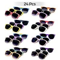 VCOSTORE Neon Sunglasses Party Favor Bulk, 24 Pack Party Eyewear Sunglasses Shade with UV Protection, Party Glasses for Kids and Adults Pool Party, Gifts, Game Prizes, Goodie Bag Fillers