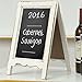 MyGift Small Wood A-Frame Double-Sided Chalkboard Sign, Whitewashed Table Top Rustic Message Board
