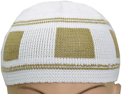 Manal Enterprises New Islamic Kufi Prayer Cap Egyptian Mens Pure Cotton Muslim Hat Topi Namaz Beanies''