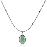 Aliyoham Jade Pendant Necklace for Women, Dainty Tangle-Resistant Beaded Gold & Silver Chain