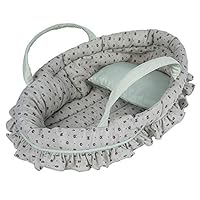 Rakki Dolli Soft Doll Carry Cot Set for 18 Inch Baby Doll, Sweet Dreams Bassinet Doll Accessory Includes a Cot with a Pillow, Fits for American Girl Dolls