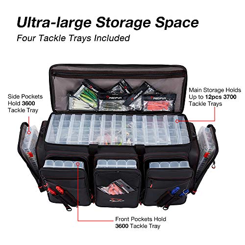 Piscifun Travel Pro Fishing Tackle Bag with 4 Trays Large Water