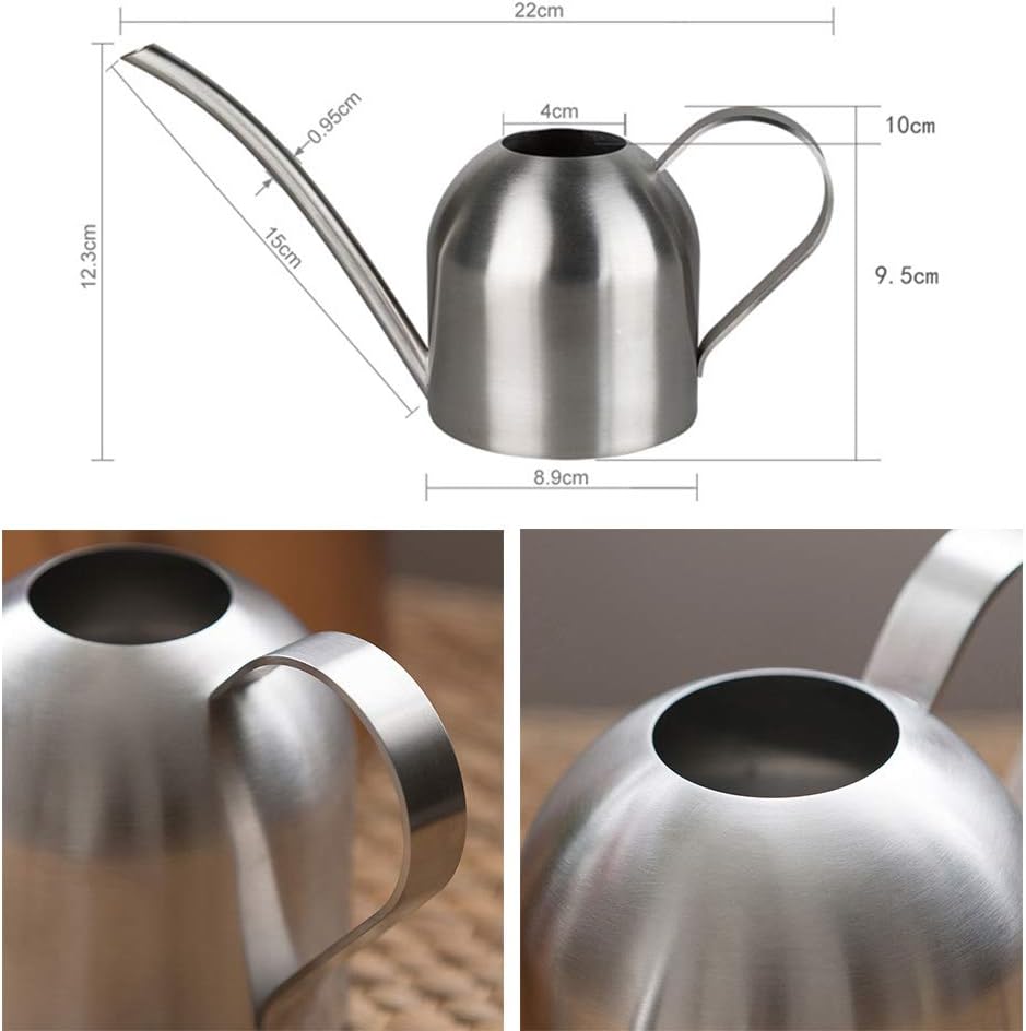 Stainless Steel Watering Can, Small Long Mouth Watering Pot for House Indoor Outdoor Garden Succulent Plants 500ML (Silver) - Image 3