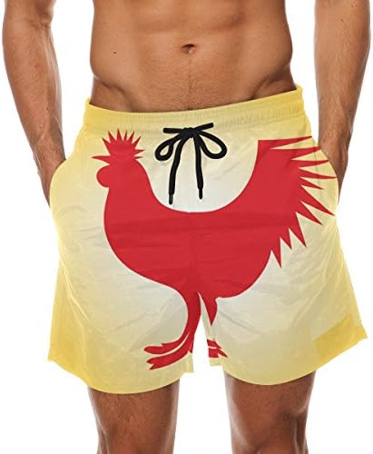 Merbar Men's Rooster Beach Shorts Fashion Pockets Summer Swimming Trunks XXL