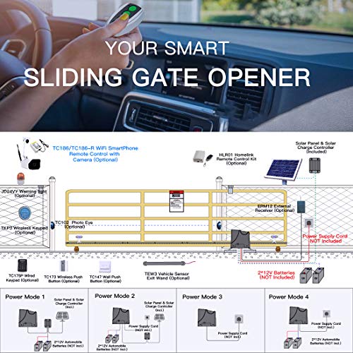 TOPENS DK1000S Solar Sliding Gate Opener Rack Drive Automatic Gate