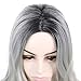 Silver Gray Ombre wigs Dark Roots Long Curly Synthetic Hair for Women Party Cosplay Accessories (Silver Gray)thumb 2