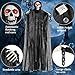 Motion Activated Animated Halloween Decorative Props- 5 Foot Laughter and Glowing Hanging Grim Reaper with Shackles Chains - Light Up Eyes and Ghostly Laughter