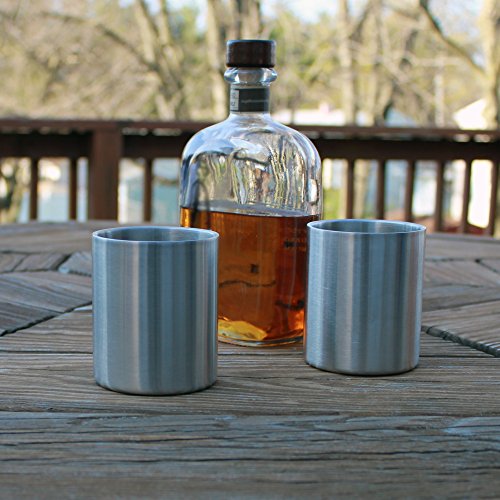Stainless Whiskey Old Fashioned Glass - Double Walled - 10oz Lowball by Lancaster Steel, set of 4