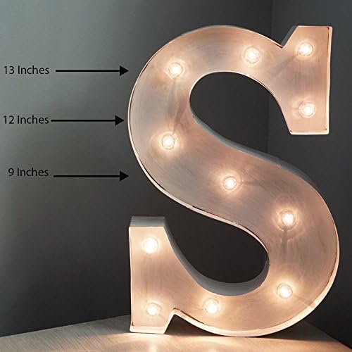 Marquee Metal Letter Led Light Up White 13" Battery Vintage Marquee Light (Letter S)