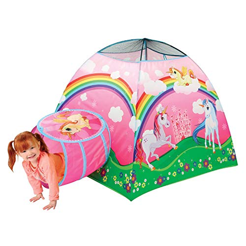 E.P. Indoor/Outdoor Unicorn Play Tent with Tunnel