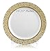 buyNsave White with Gold Heavyweight Plastic Elegant Disposable Plates, Wedding Party Elegant Dinnerware, Inspiration Collection (40, 10.25