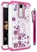 LG K8 Case, LG Escape 3 Case, LG Phoenix 2 Case, Style4U Butterfly Studded Rhinestone Crystal Bling Hybrid Armor Case Cover for LG K8/LG Escape 3/LG Phoenix 2 with 1 Style4U Stylus [White/Hot Pink]