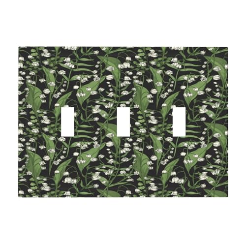 3 Gang Floral Leaf Switch Plate Cover