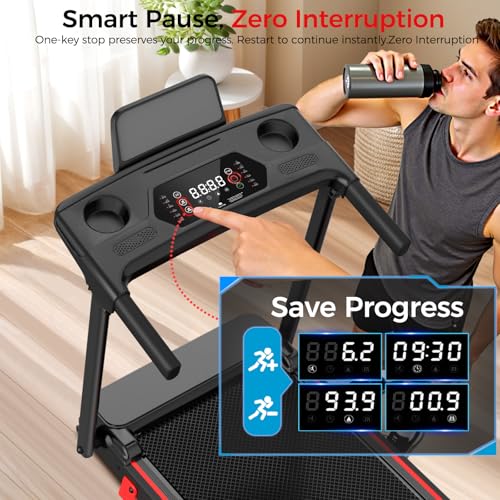 Walking Pad Treadmill with 12% Incline & Handrail, 3.0 HP Brushless Motor, 330 lb Capacity, 0.6-6.2 MPH, Compact Under-Desk Foldable Treadmill with LED Display and Cup Holders for Home Office
