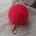 Amiley Fluffy Faux Rabbit Fur Ball Charm Pom Pom Car Keychain Handbag Wallet Backpack Key Ring (Hot Pink)