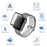 Apple Watch 38mm Full Coverage 3D Screen Protector (Series 1, Series 2, Series 3), Atill Tempered Glass Screen Protector [Anti-scratch] [Bubble-free] for Apple iWatch [1 Pack, Black]