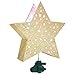 YUNLIGHTS Christmas Tree Topper, Lighted Christmas Tree Toppers Star with Wave Projector Lights for Christmas Holiday Party Decoration-Gold