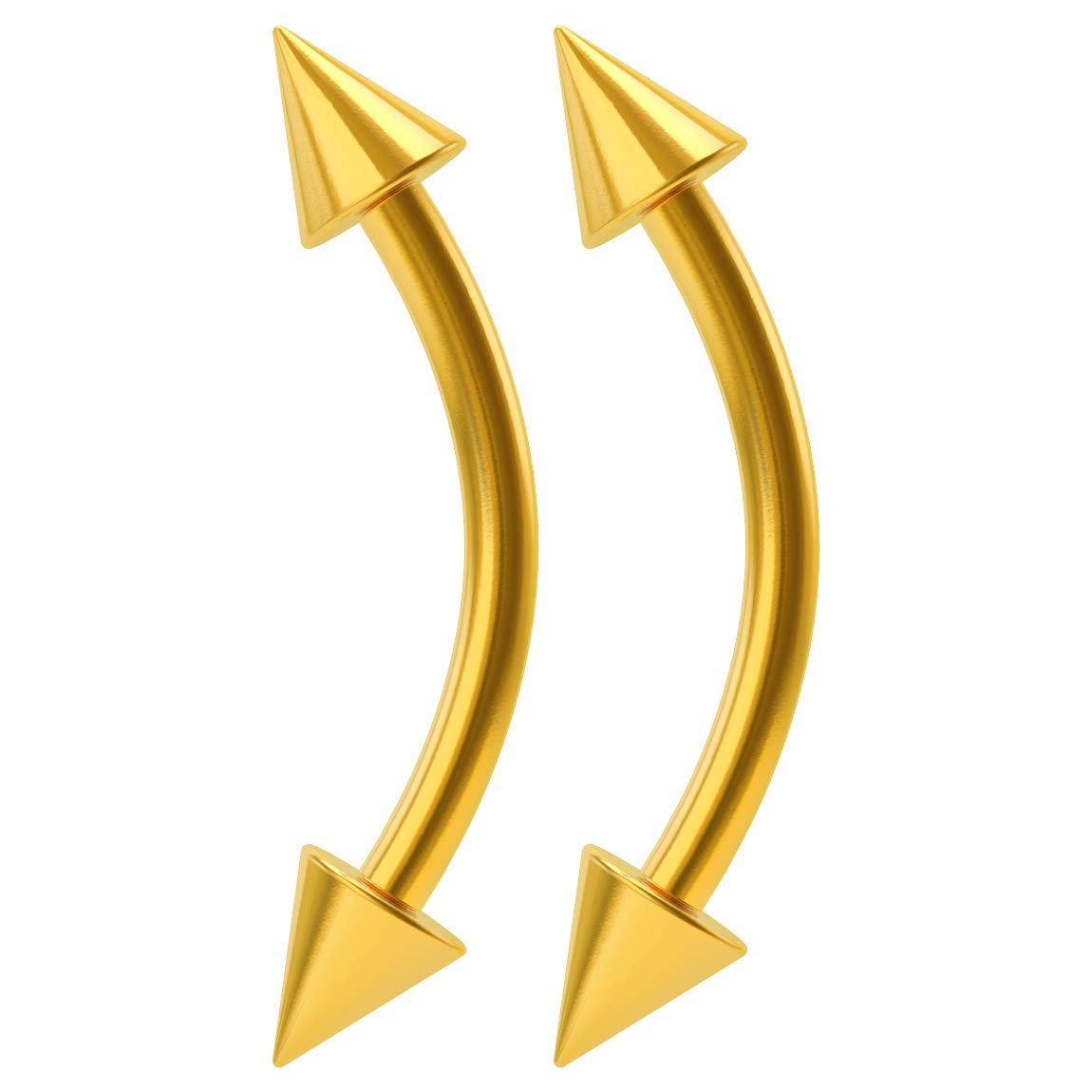 2pc 16g 1.2mm Vertical Labret Bar Curved J-Curve Barbell Earring Gold Piercing Jewellery For Women Industrial Bar Spike 10mm